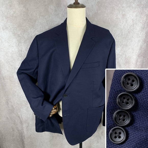 Bonobos Blazer Jacket Men 54S Navy Prominent Fit Vitale Barberis Wool Unlined - Picture 1 of 16